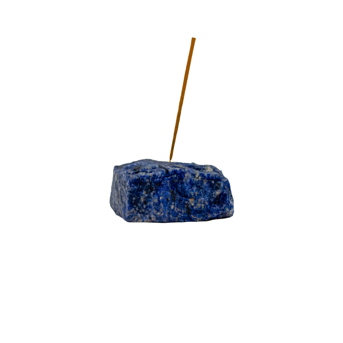 Polished Sodalite incense holder from Brazil, alternate view