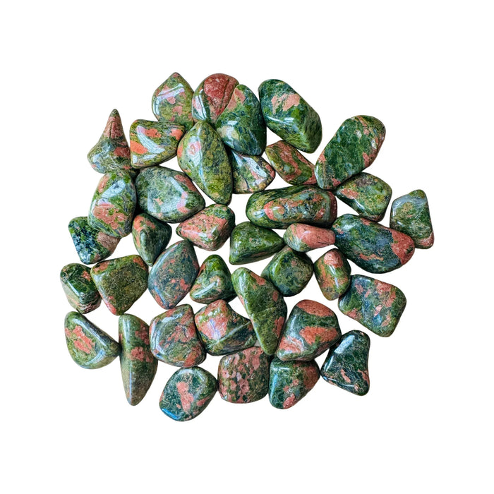 Tumbled Unakite Crystals for Emotional Healing, Grounding & Healing — green polished, AA grade South Africa-sourced