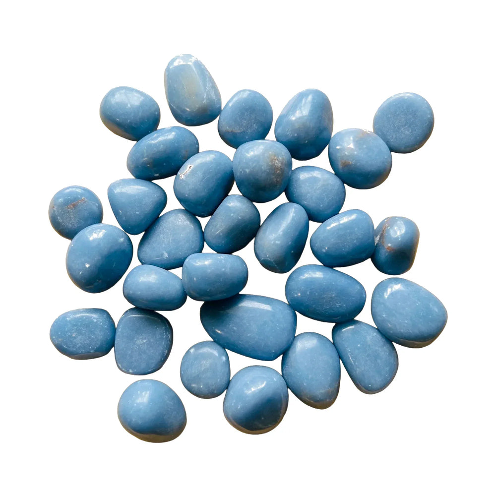 Angelite hand polished stones, A grade, from Huarochiri, Peru