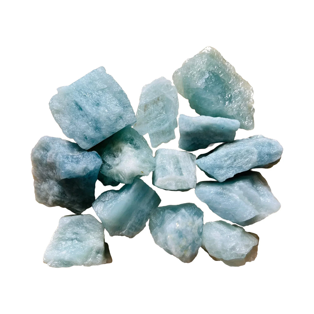 Raw aquamarine crystals from Brazil, the Pisces birthstone