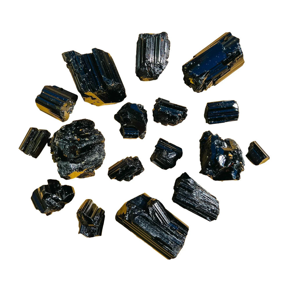 Raw black tourmaline crystals, AAA grade, from Vakinankaratra, Madagascar