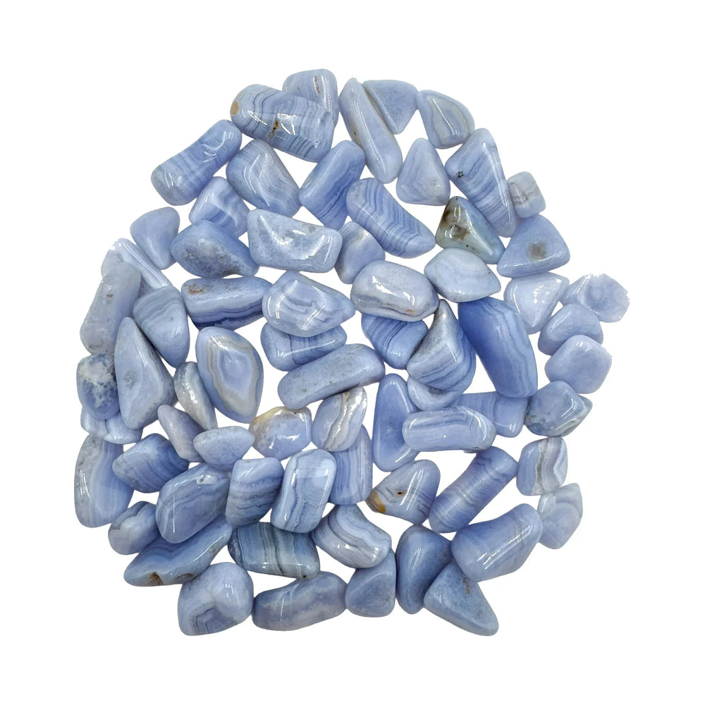 Blue lace agate tumbled stones, AA grade, Namibia
