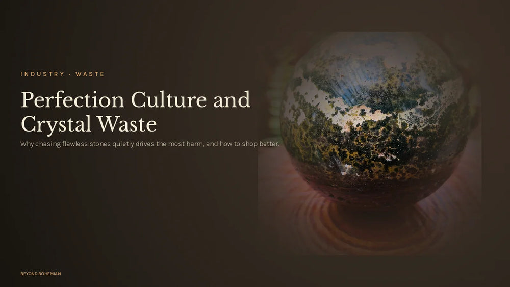 Ocean jasper stone on dark moody backdrop for perfection culture crystal waste article