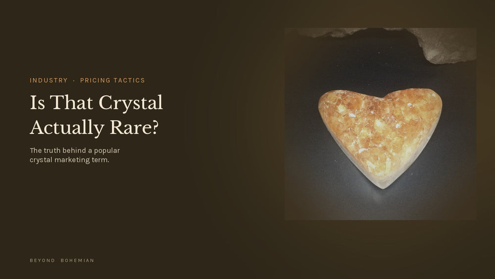 Natural citrine crystal cluster on dark backdrop for article about rare crystal marketing claims
