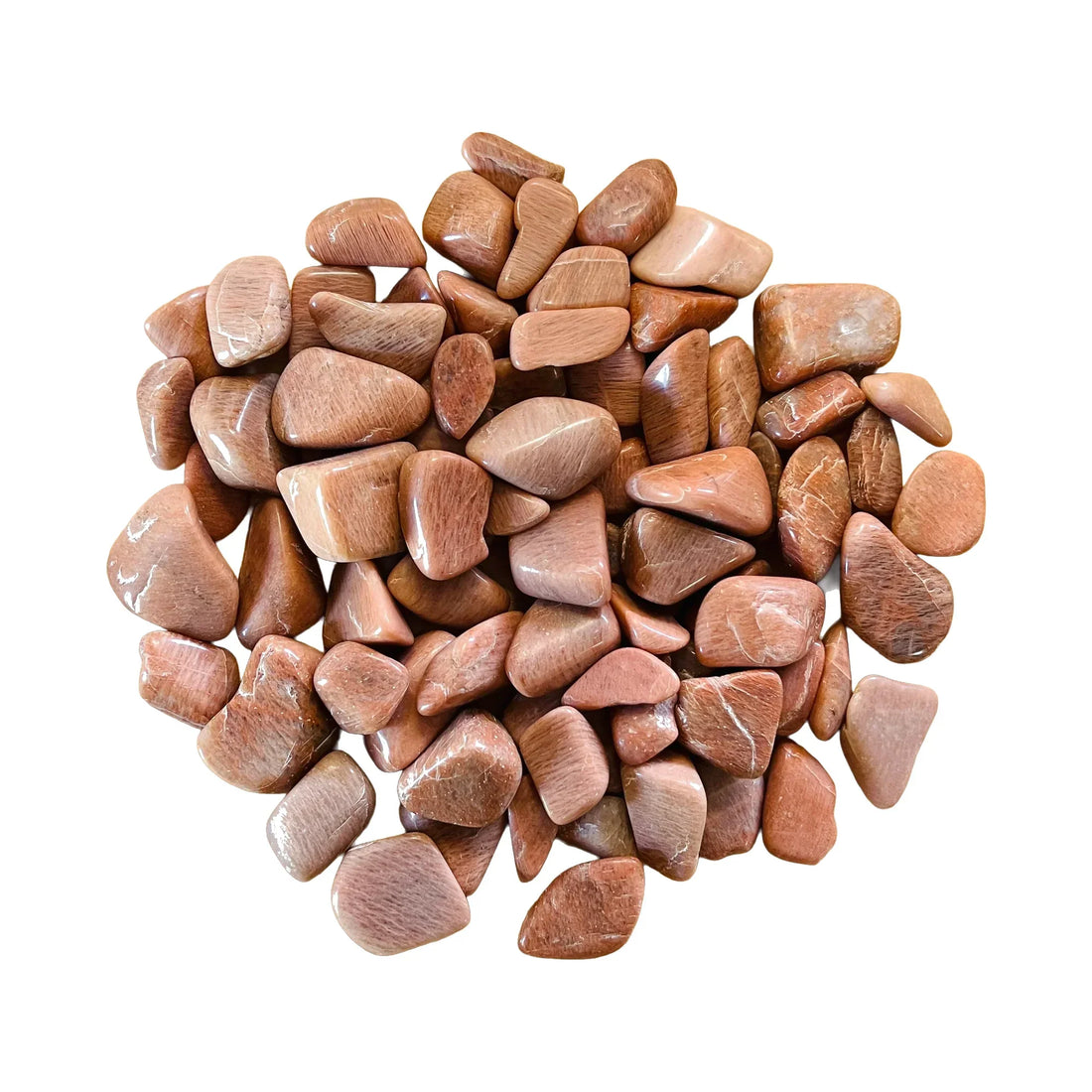 Peach moonstone tumbled stones, AA grade, Madagascar