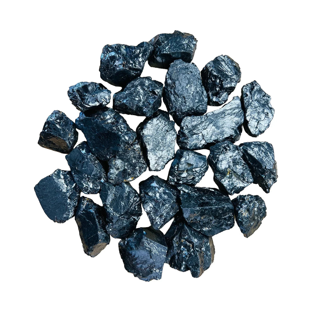 Elite grade shungite raw stones with silvery lustre, Republic of Karelia, Russia