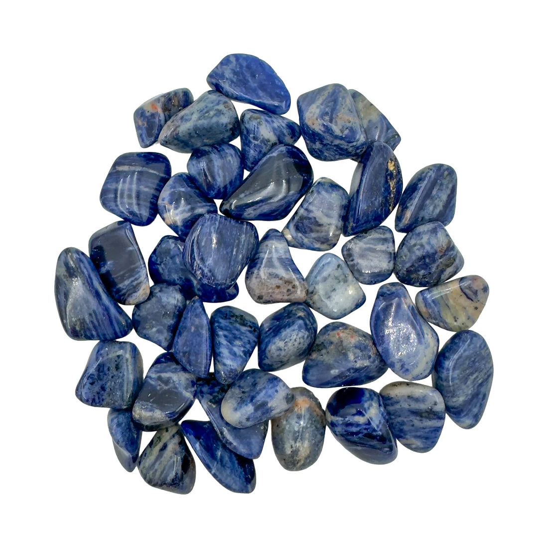Sodalite tumbled stones, A grade, from Kunene, Namibia