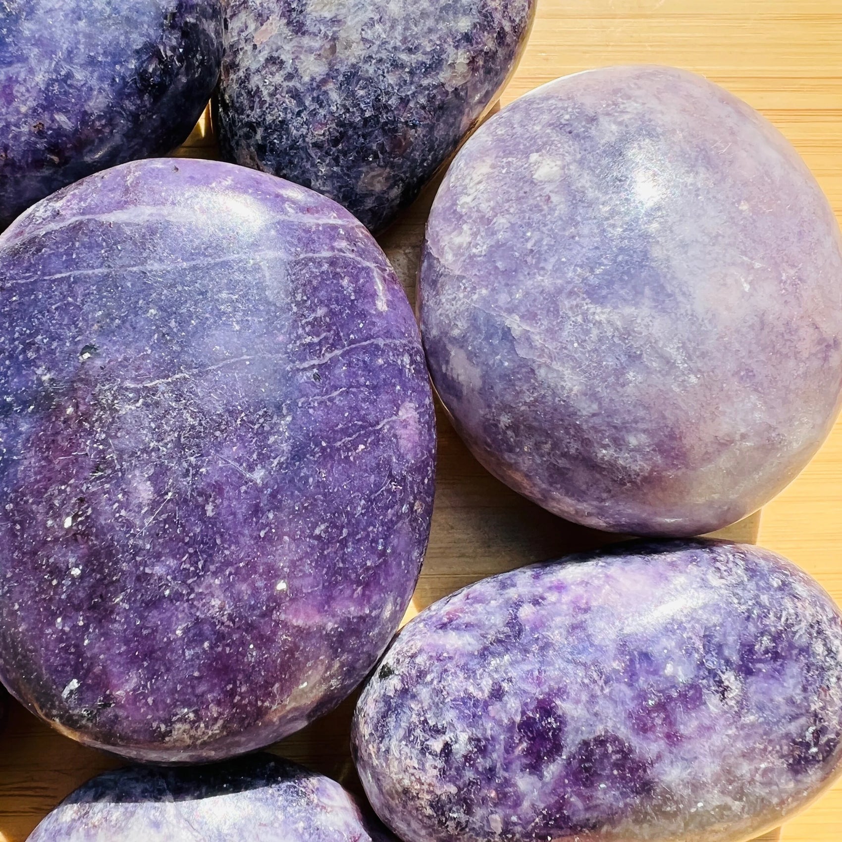 Lepidolite palm stones from Madagascar, Purple, Pink stones for Emotional Healing