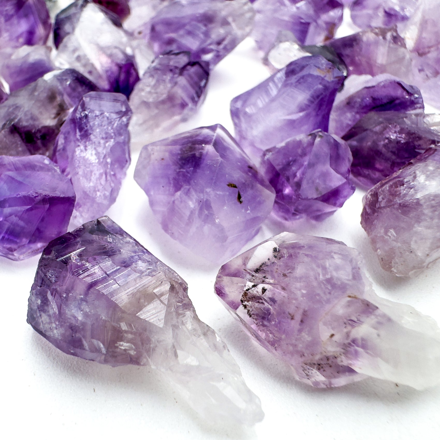 Profile view of Amethyst raw point, from Brazil.