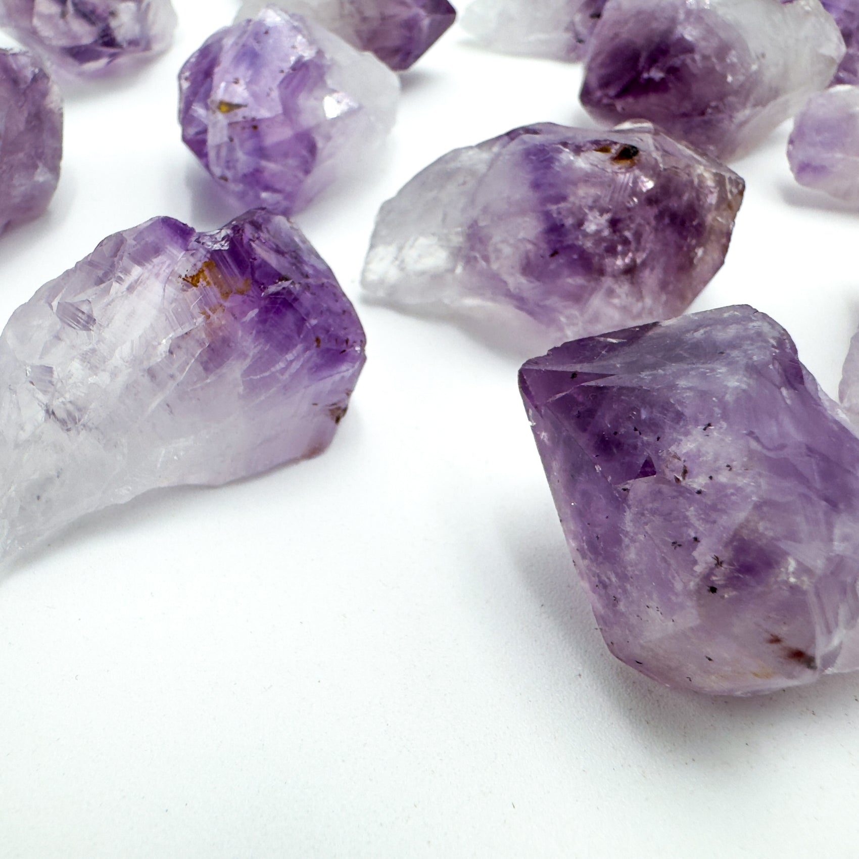 Detail of Grade AA Amethyst raw point, from Brazil.