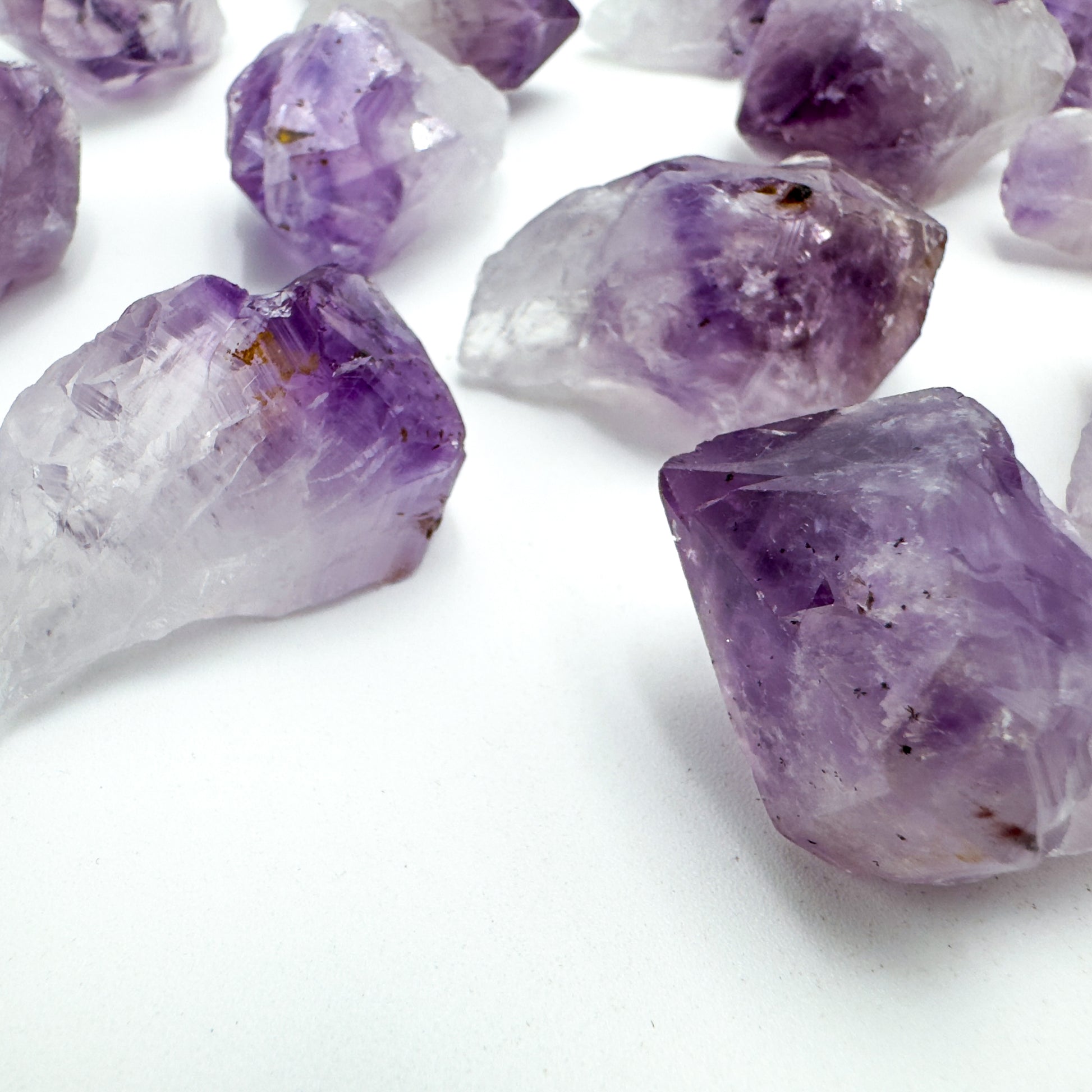 Detail of Grade AA Amethyst raw point, from Brazil.