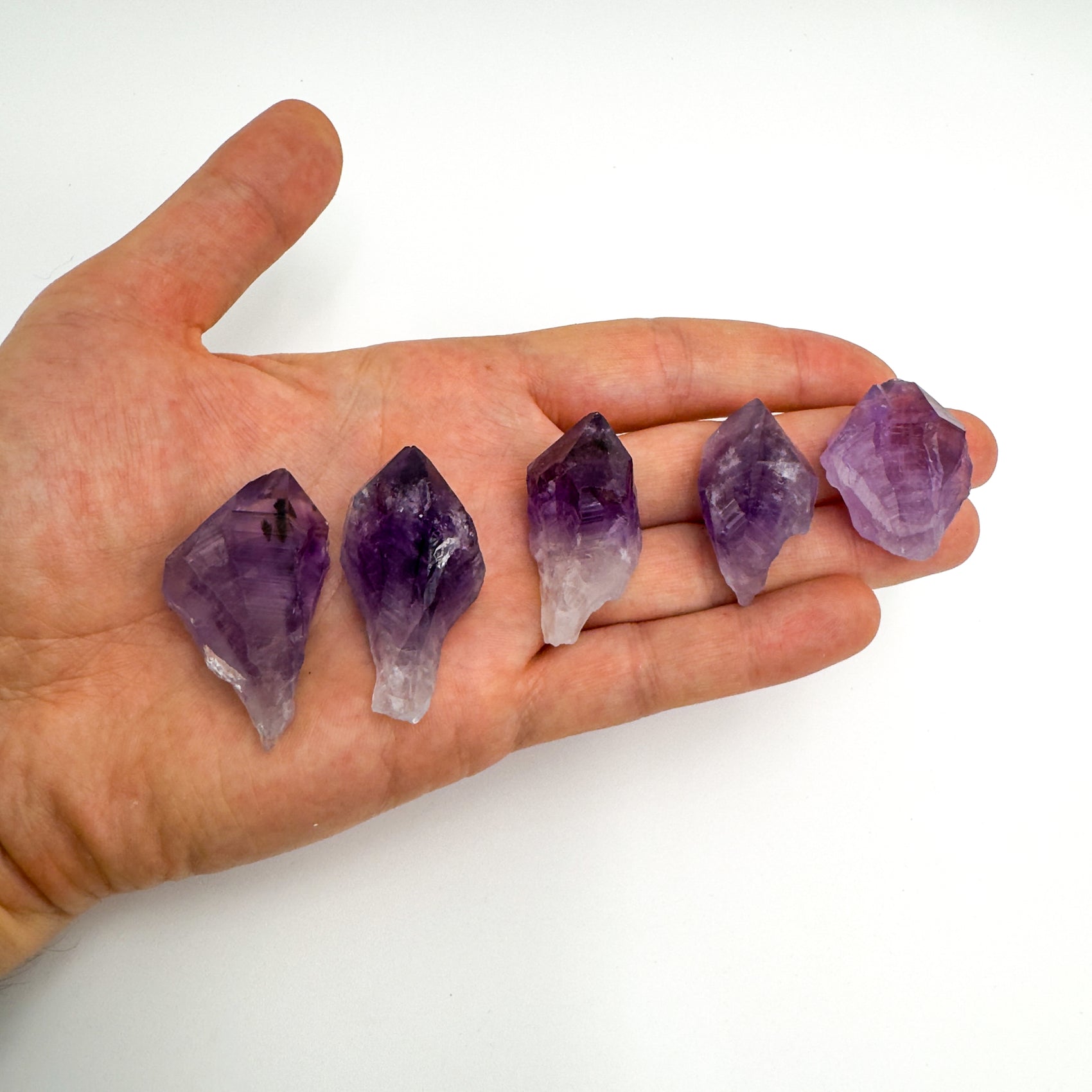 Considered view of Amethyst raw crystal, from Rio Grande do Sul, Brazil, linked to Sleep, shown for size reference.
