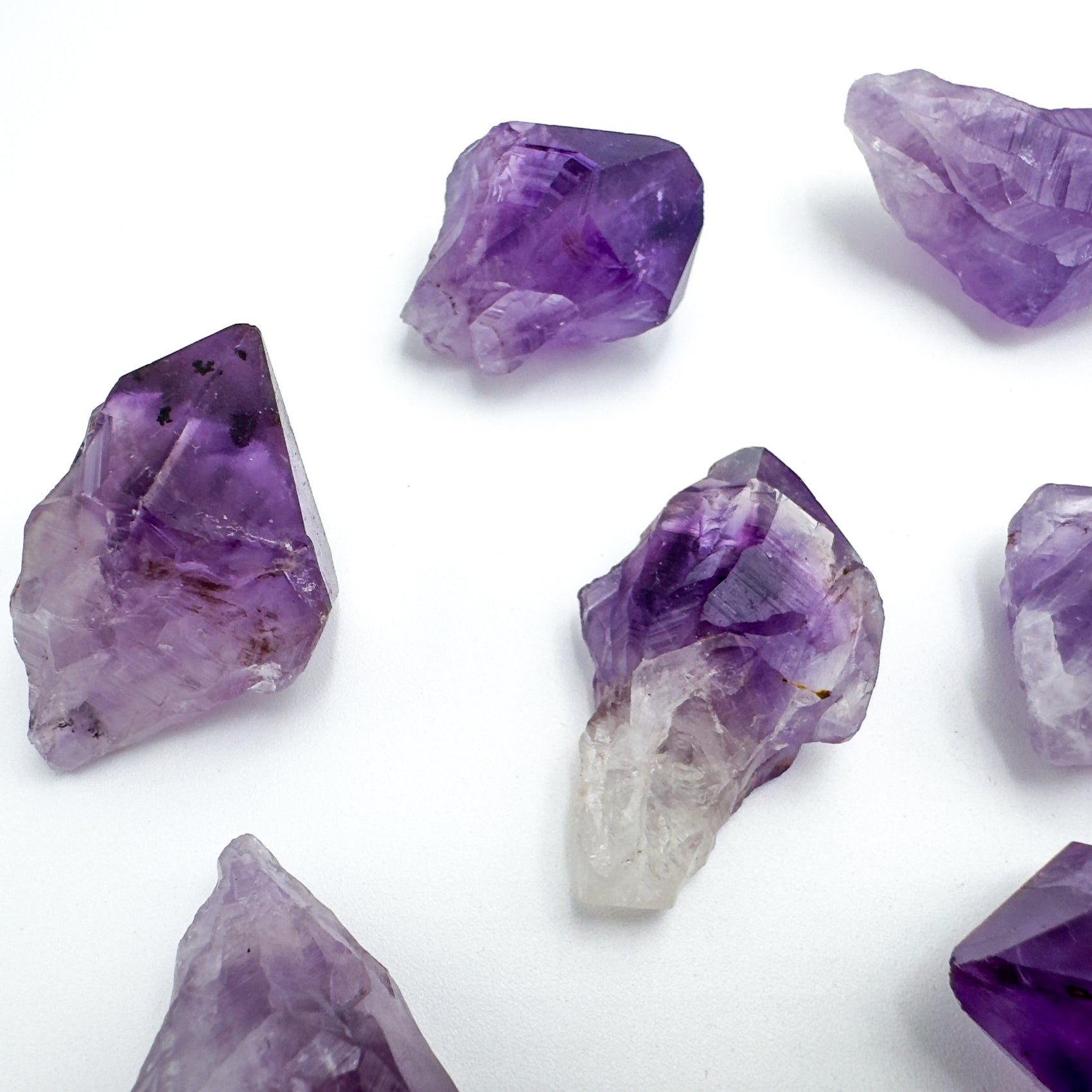 Overhead view of Amethyst raw point, from Rio Grande do Sul, Brazil.