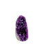 Primary crystal face of a 0.35 pound amethyst geode, no. 101, deep purple crystal lining a polished grey agate rind.