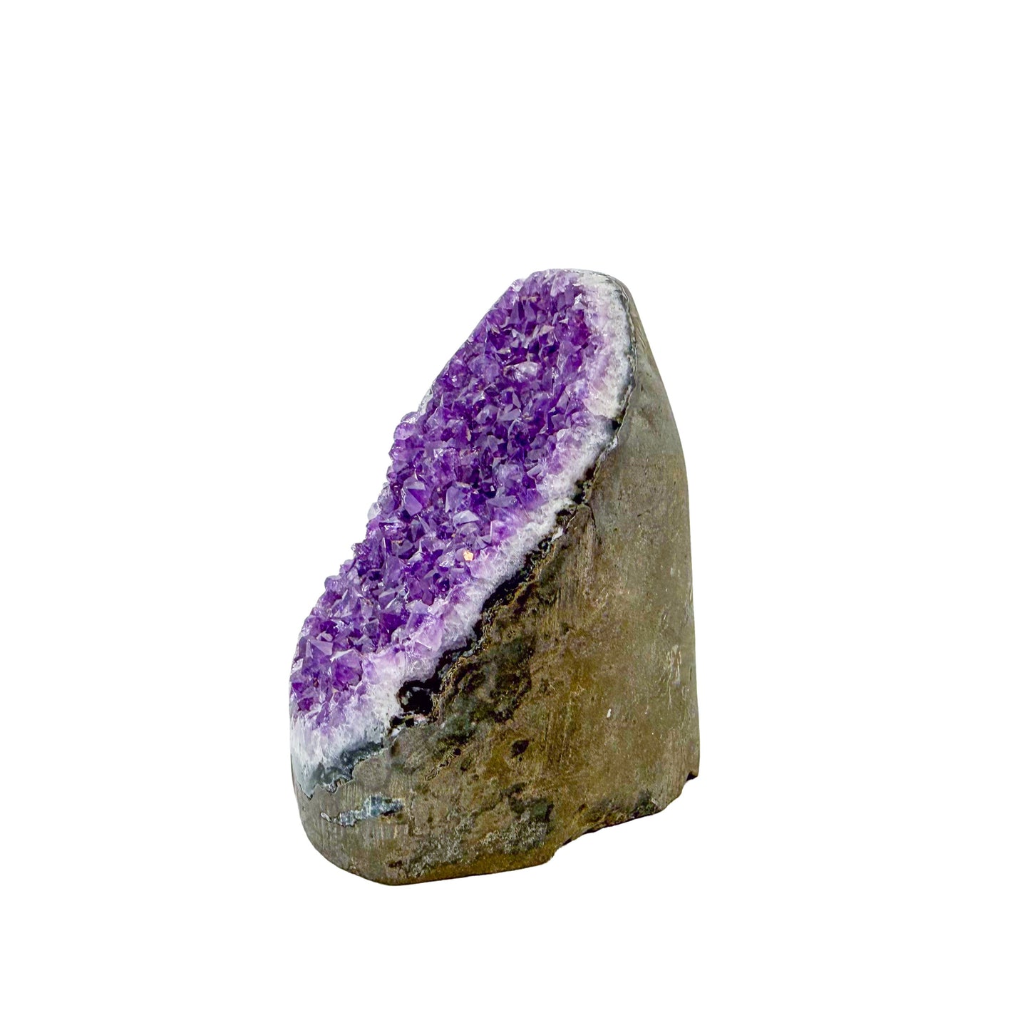 Amethyst cathedral geode no. 103 seen from the angled three-quarter view, 0.85 lb of purple quartz crystal from Artigas, Uruguay.