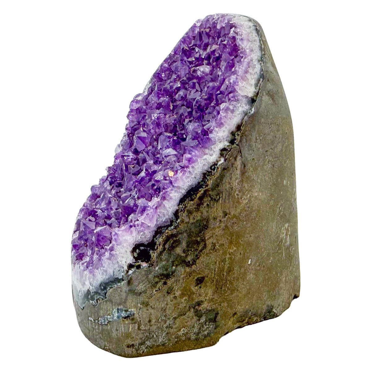 Amethyst cathedral geode no. 103 seen from the angled three-quarter view, 0.85 lb of purple quartz crystal from Artigas, Uruguay.