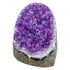 AA-grade amethyst polished geode no. 103 from Artigas, Uruguay, reverse side, violet druzy interior on a cut base, 3.04 inches tall.