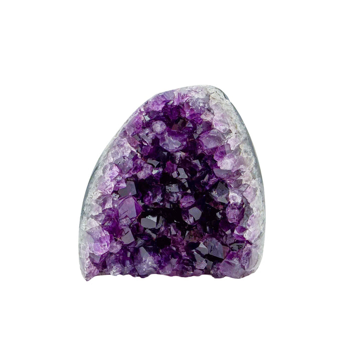 Primary crystal face of AA amethyst geode no. 105, 2.95 inches across the polished face, natural and untreated.