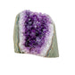 The reverse side of amethyst geode no. 106, 3.00 inches of violet druzy standing on a flat cut base.