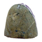 AA-grade amethyst polished geode no. 109 from Artigas, Uruguay, top-down view, violet druzy interior on a cut base, 3.30 inches tall.