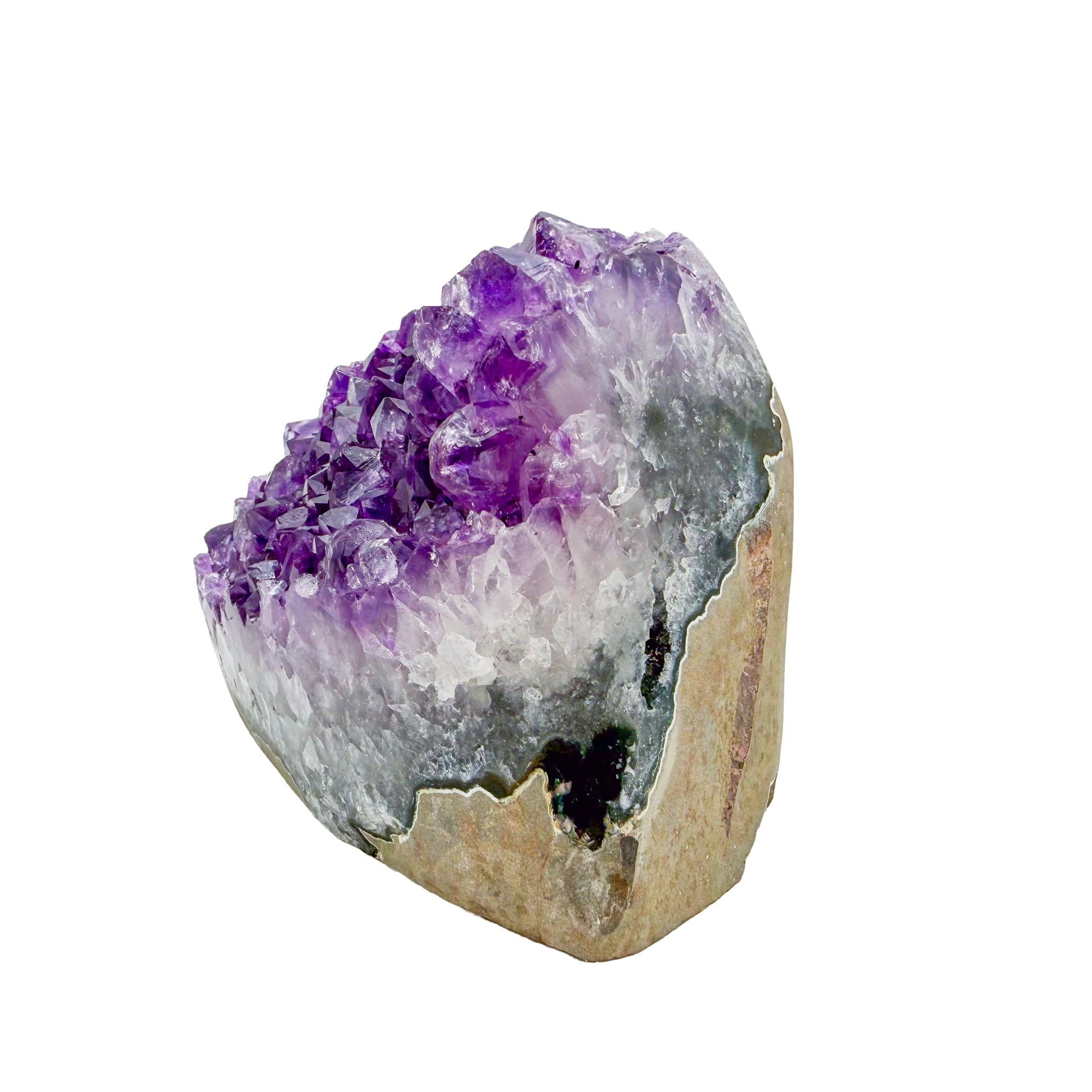 Amethyst cathedral geode no. 110 seen from the angled three-quarter view, 3.34 lb of purple quartz crystal from Artigas, Uruguay.