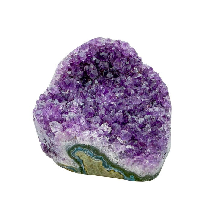 Primary crystal face of AA amethyst geode no. 112, 3.76 inches across the polished face, natural and untreated.