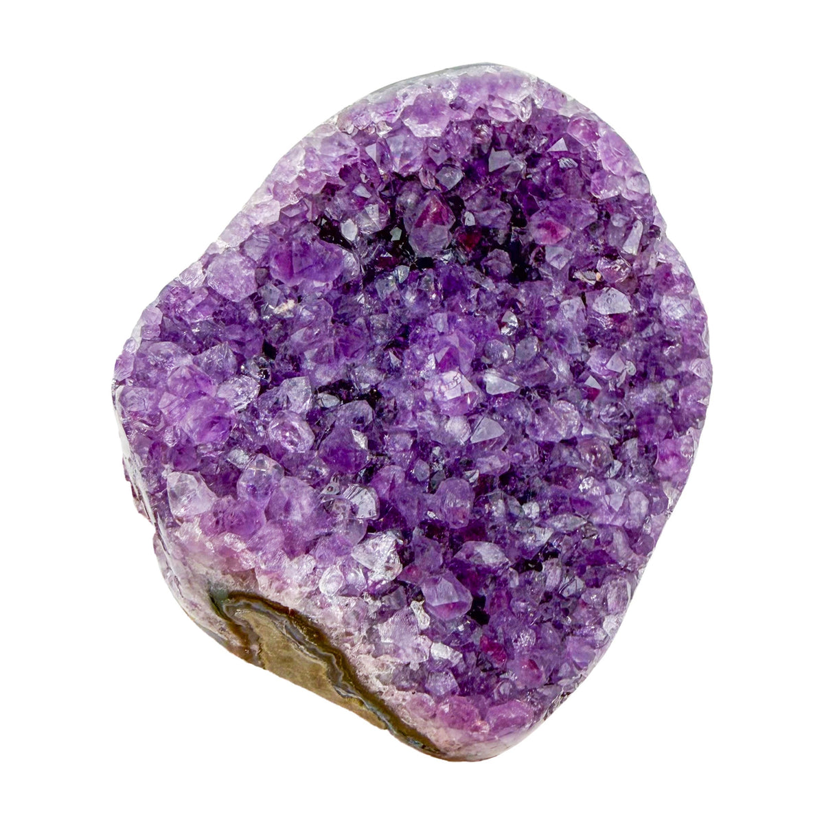 Amethyst cathedral geode no. 112 seen from the cut base, 1.81 lb of purple quartz crystal from Artigas, Uruguay.