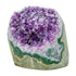 AA-grade amethyst polished geode no. 114 from Artigas, Uruguay, primary crystal face, violet druzy interior on a cut base, 3.19 inches tall.