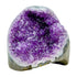Primary crystal face of a 3.41 pound amethyst geode, no. 115, deep purple crystal lining a polished gray agate rind.