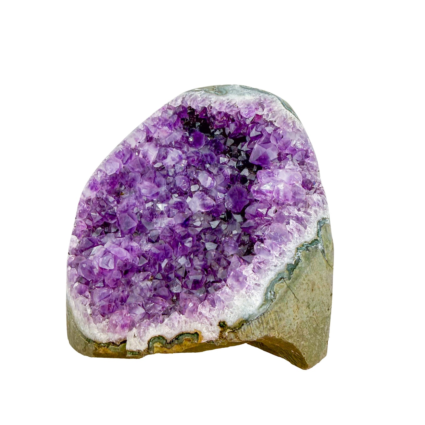 Reverse side of AA amethyst geode no. 115, 4.42 inches across the polished face, natural and untreated.