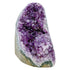 The primary crystal face of amethyst geode no. 117, 3.94 inches of violet druzy standing on a flat cut base.