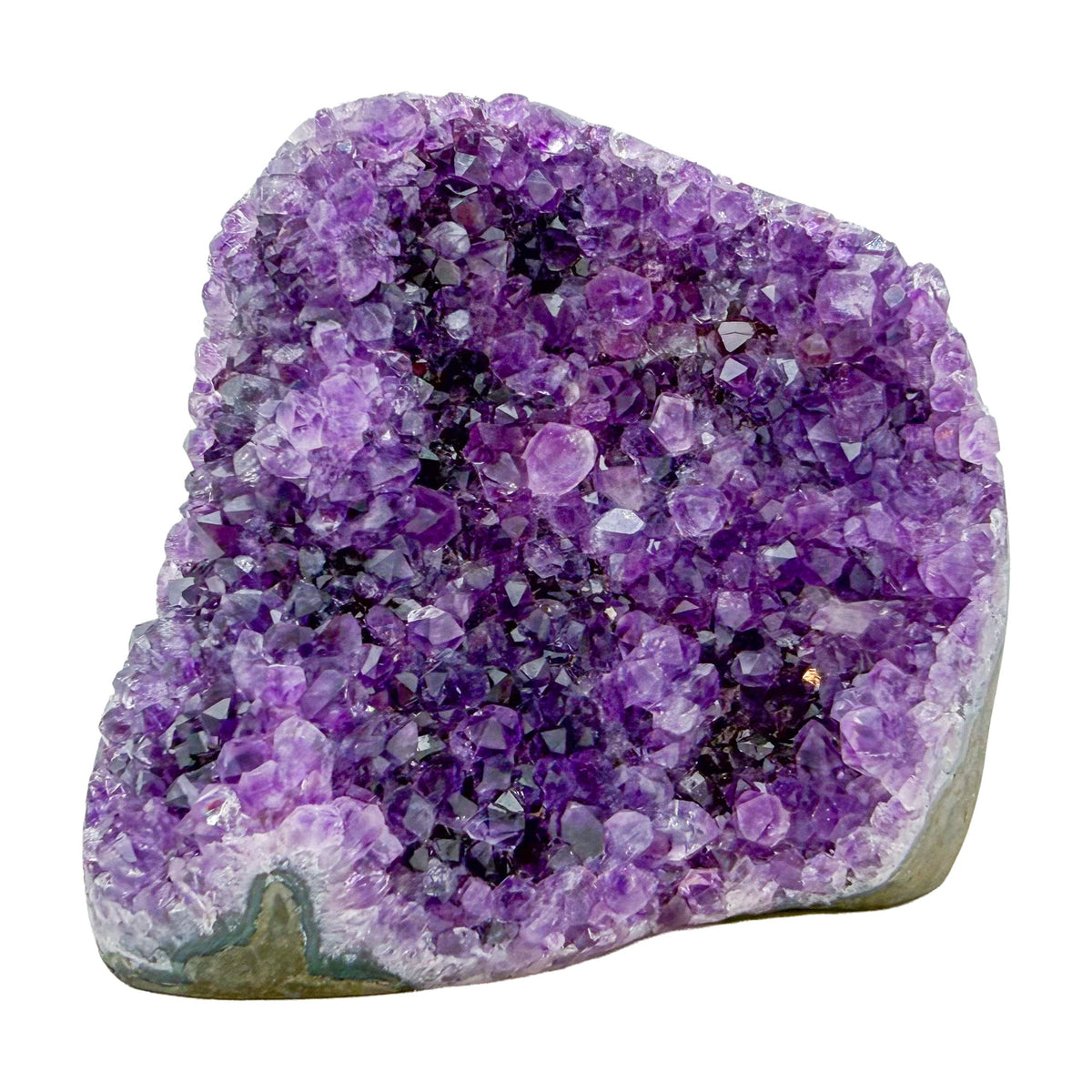 Primary crystal face of AA amethyst geode no. 119, 3.69 inches across the polished face, natural and untreated.