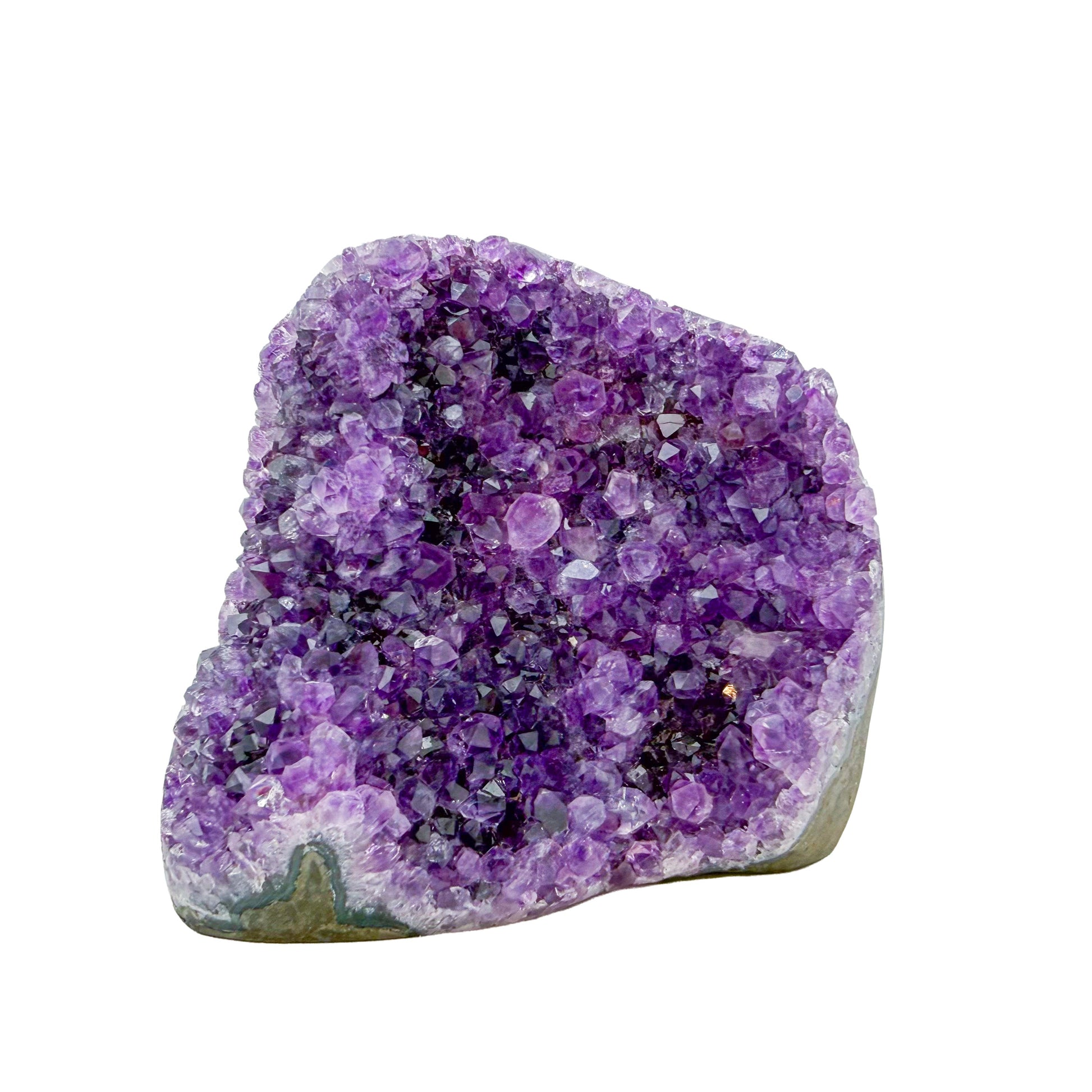 Primary crystal face of AA amethyst geode no. 119, 3.69 inches across the polished face, natural and untreated.