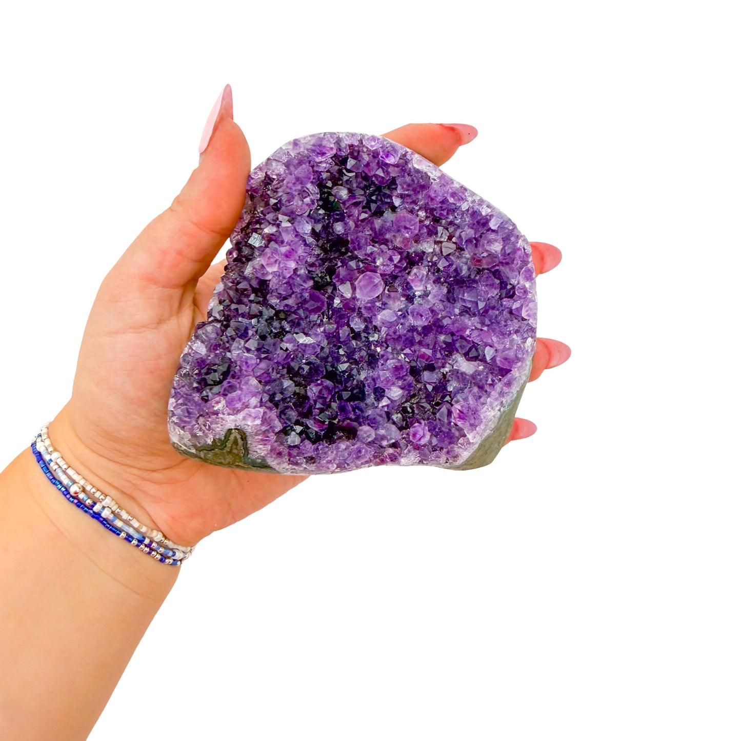 Amethyst cathedral geode no. 119 seen from the cut base, 1.23 lb of purple quartz crystal from Artigas, Uruguay.