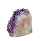 AA-grade amethyst polished geode no. 120 from Artigas, Uruguay, angled three-quarter view, violet druzy interior on a cut base, 3.26 inches tall.