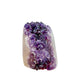 The reverse side of amethyst geode no. 120, 3.26 inches of violet druzy standing on a flat cut base.