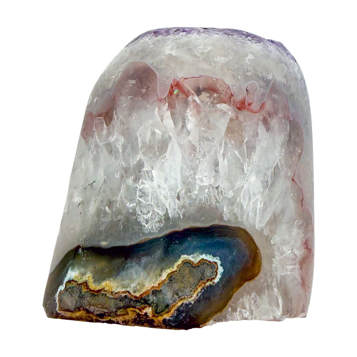 Amethyst cathedral geode no. 120 seen from the top-down view, 1.57 lb of purple quartz crystal from Artigas, Uruguay.