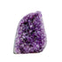 AA-grade amethyst polished geode no. 121 from Artigas, Uruguay, primary crystal face, violet druzy interior on a cut base, 4.02 inches tall.