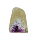 Top-down view of AA amethyst geode no. 121, 3.01 inches across the polished face, natural and untreated.