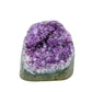 Primary crystal face of a 1.74 pound amethyst geode, no. 122, deep purple crystal lining a polished grey agate rind.
