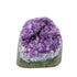 Primary crystal face of a 1.74 pound amethyst geode, no. 122, deep purple crystal lining a polished grey agate rind.