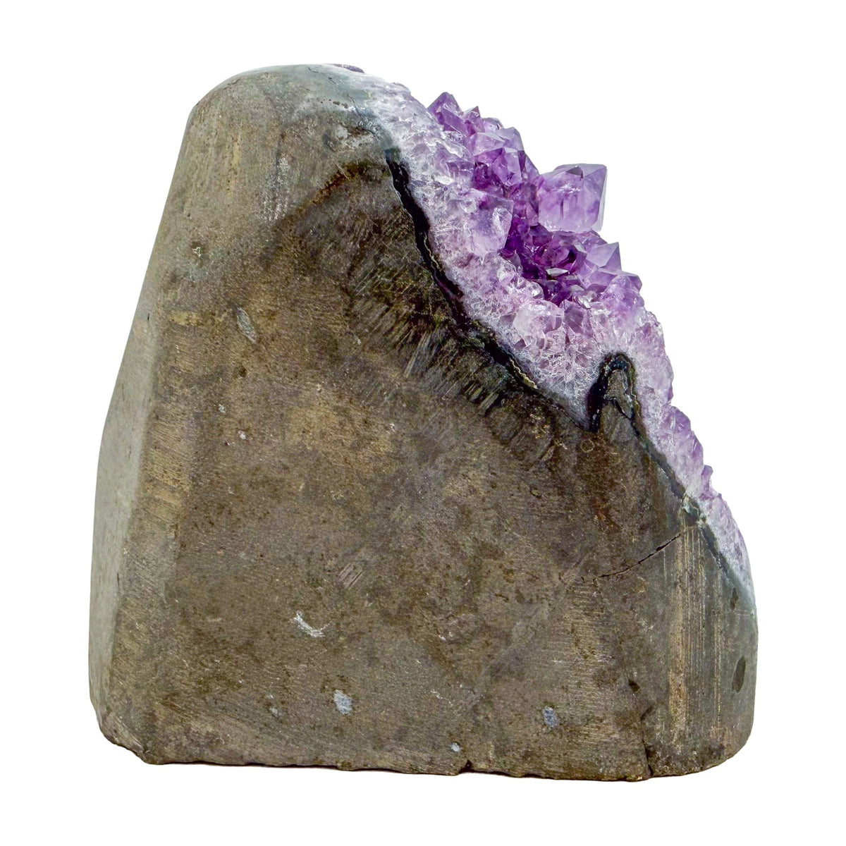 Amethyst cathedral geode no. 122 seen from the right profile, 1.74 lb of purple quartz crystal from Artigas, Uruguay.