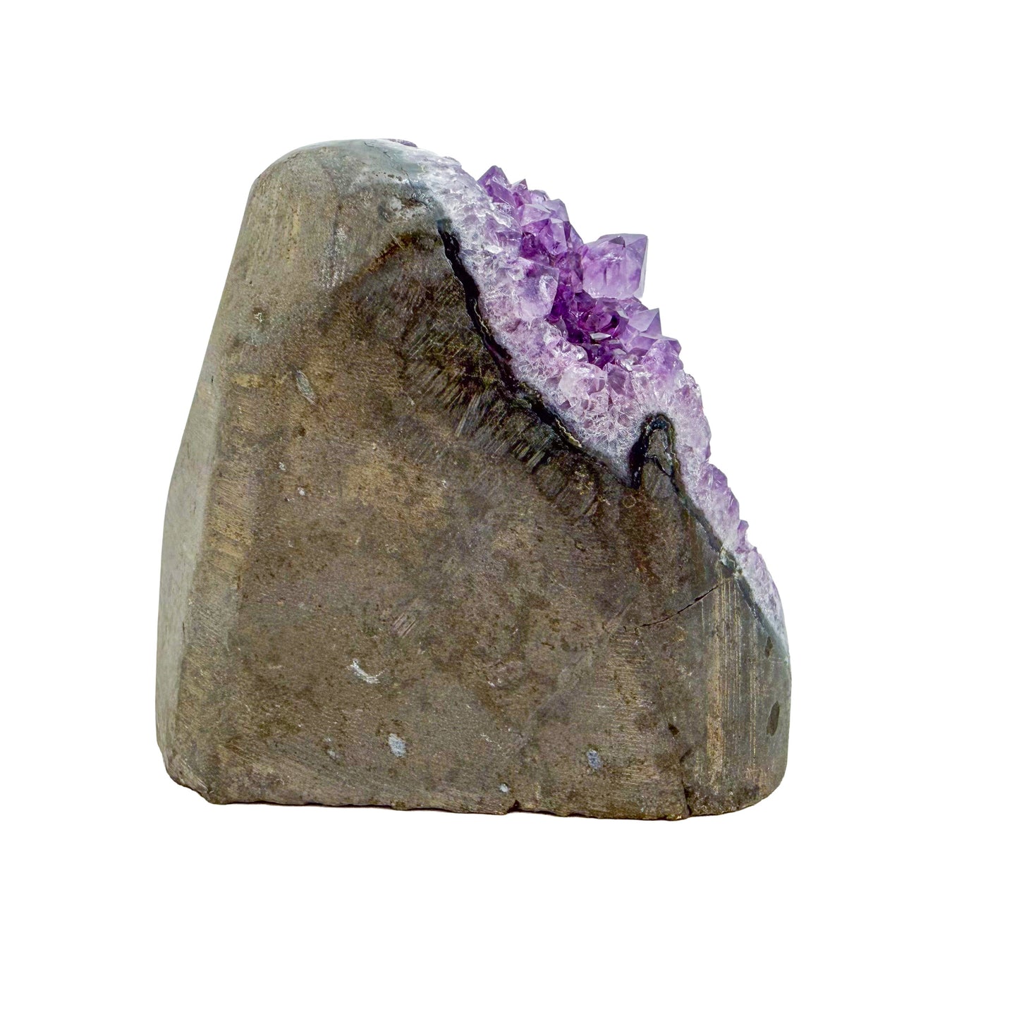 Amethyst cathedral geode no. 122 seen from the right profile, 1.74 lb of purple quartz crystal from Artigas, Uruguay.