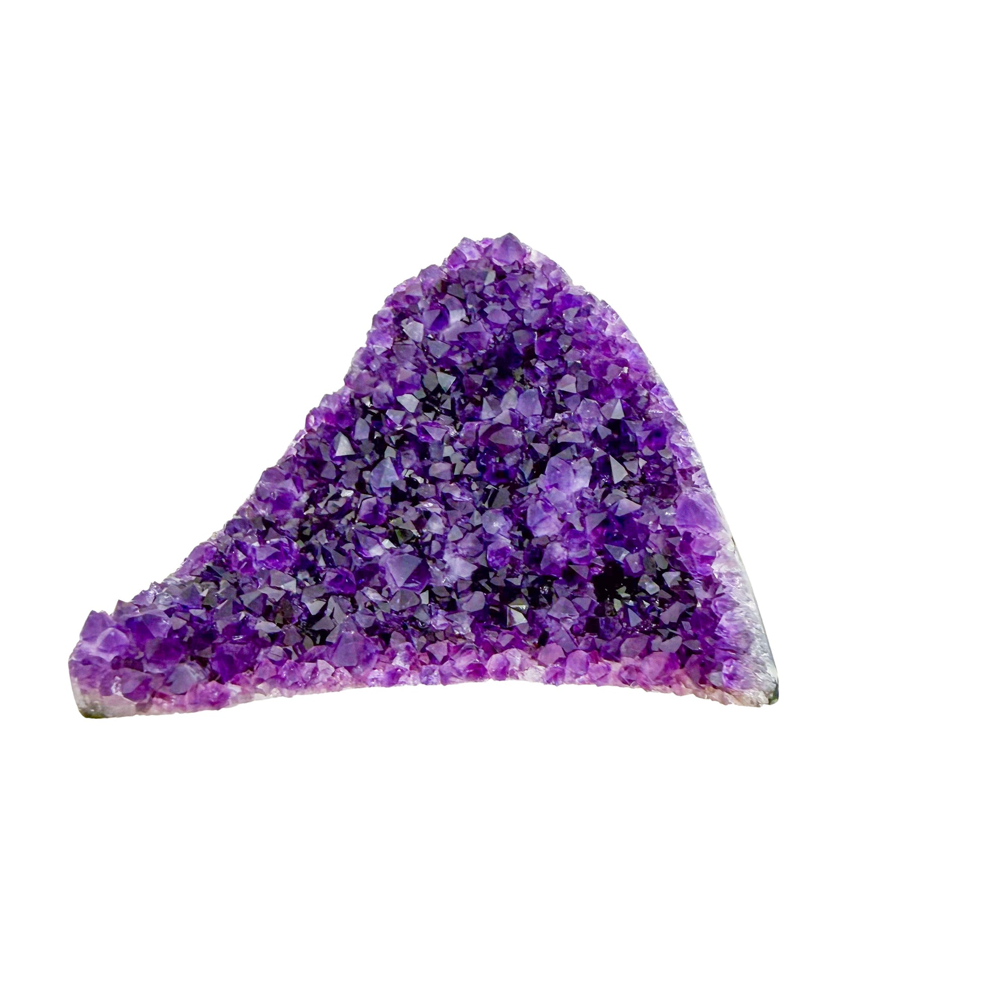 Uruguayan amethyst geode no. 123 at the reverse side, violet crystal interior framed by its polished agate shell, 1.00 lb.