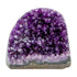 The primary crystal face of amethyst geode no. 124, 3.57 inches of violet druzy standing on a flat cut base.