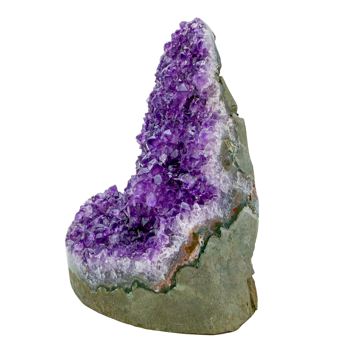 Uruguayan amethyst geode no. 126 at the angled three-quarter view, violet crystal interior framed by its polished agate shell, 2.84 lb.