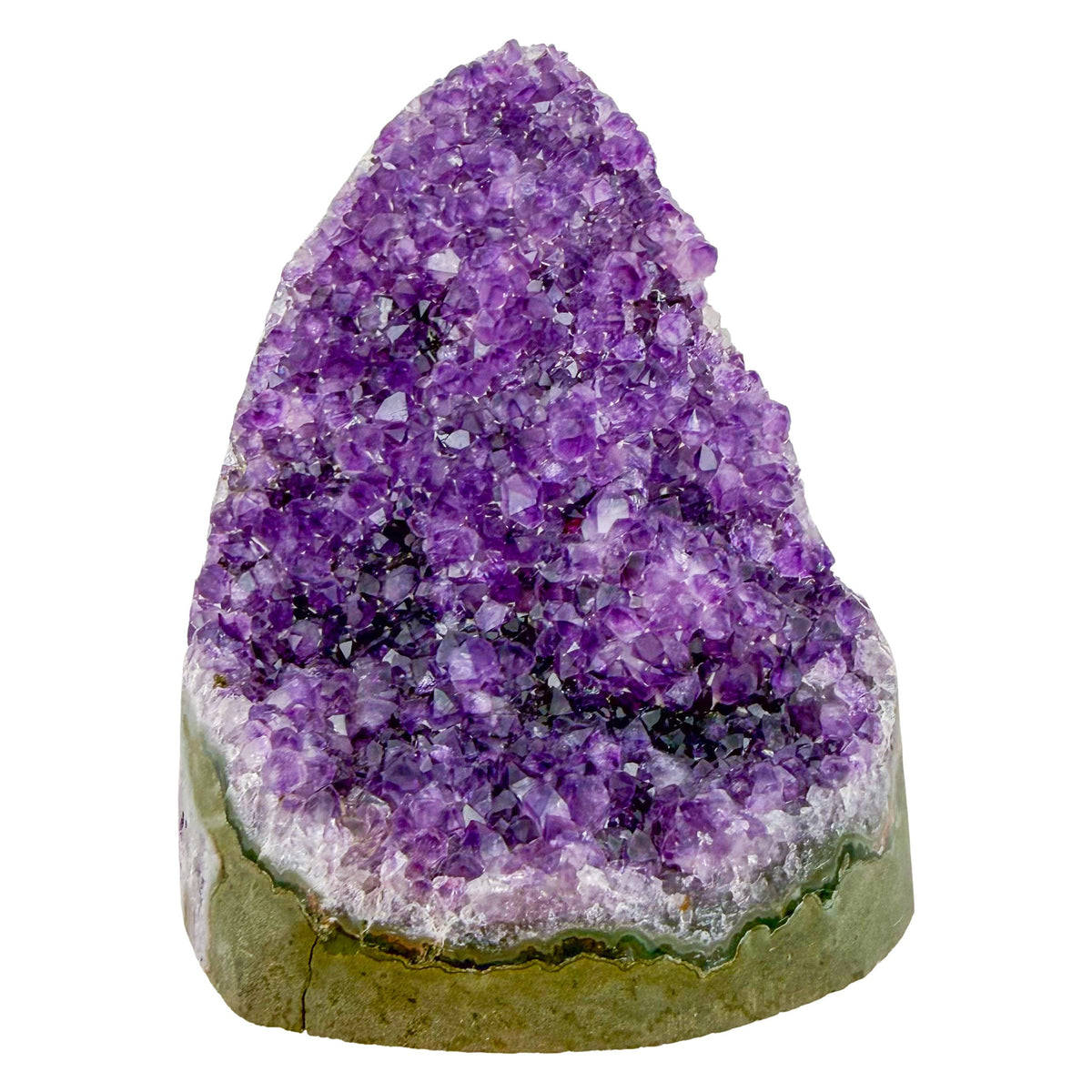 Polished amethyst geode no. 126 photographed at the reverse side, measuring 4.44 by 3.47 by 5.40 inches, Uruguayan AA grade.