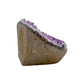 Polished amethyst geode no. 127 photographed at the right profile, measuring 3.47 by 3.31 by 3.03 inches, Uruguayan AA grade.