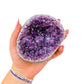 Cut base of AA amethyst geode no. 127, 3.47 inches across the polished face, natural and untreated.