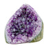AA-grade amethyst polished geode no. 128 from Artigas, Uruguay, primary crystal face, violet druzy interior on a cut base, 3.66 inches tall.
